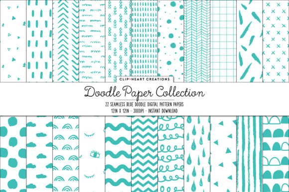 Aqua Doodle Seamless Digital Papers: Perfect for Creative Projects