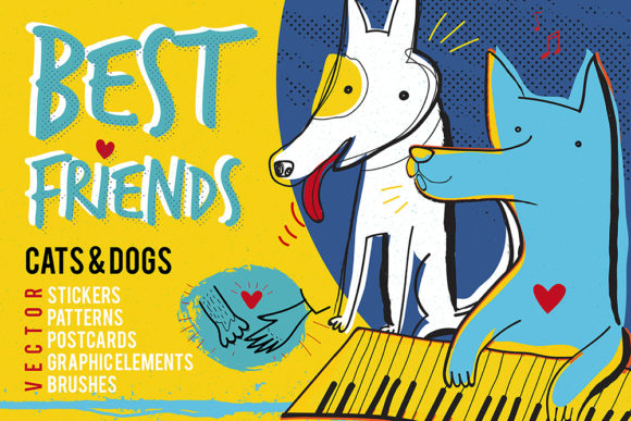Best Friends. Vector Set for Design