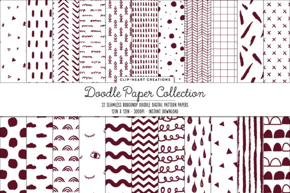 Burgundy Scandi Seamless Digital Papers for Creative Projects