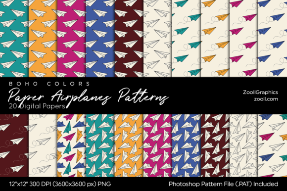 Paper Airplanes Boho Digital Papers