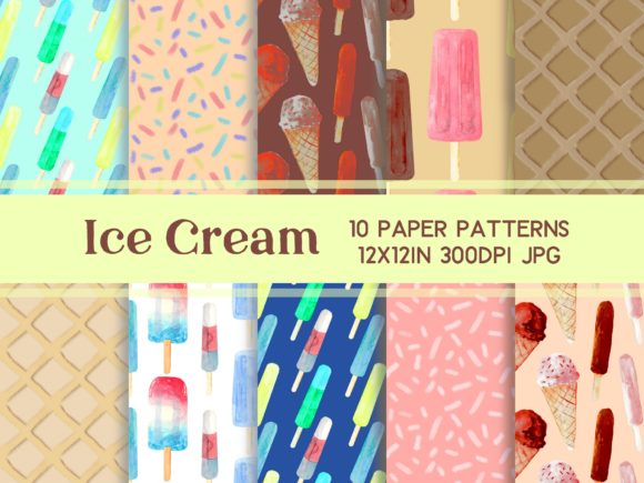 Pastel Ice Cream Paper Pattern Set