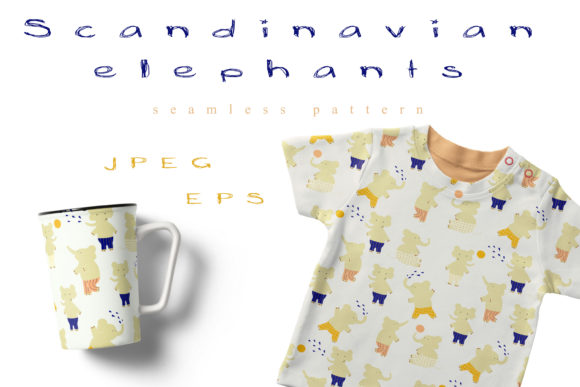 Scandinavian Elephants Seamless Vector Pattern for Creative Designers