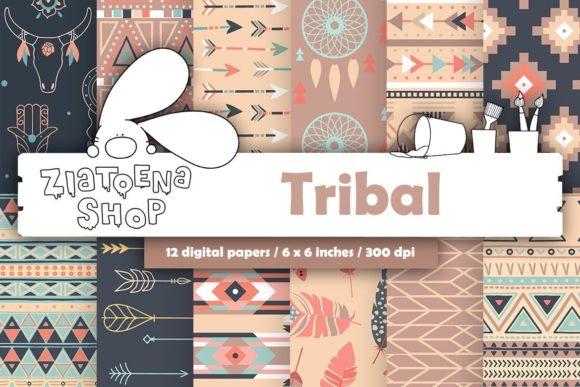 Tribal Digital Paper Boho Pattern: A Versatile Design for Creative Projects