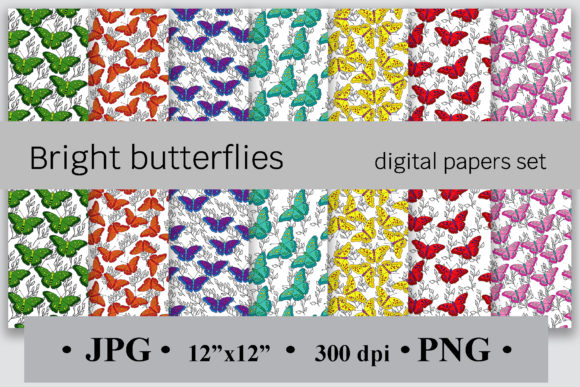 Unlock Creativity with Bright Butterflies Digital Papers Set