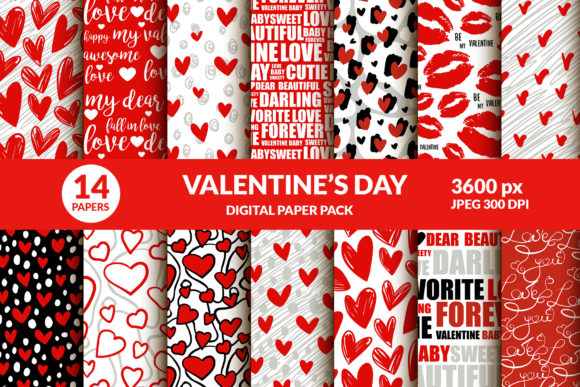 Valentines Day Digital Paper Kiss, Heart: A Versatile Resource for Creative Projects